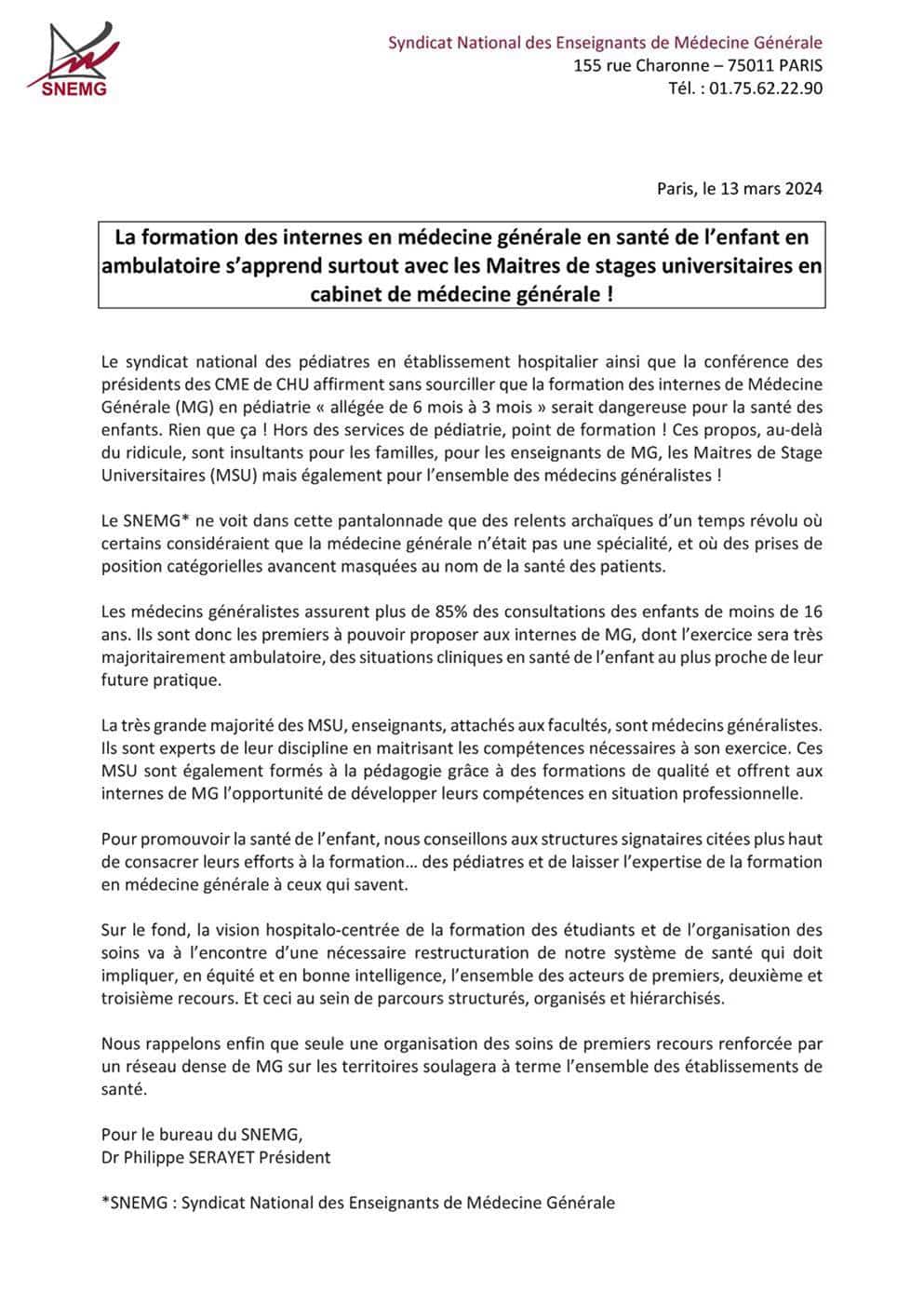 La formation des internes en médecine générale en santé  de l&rsquo;enfant